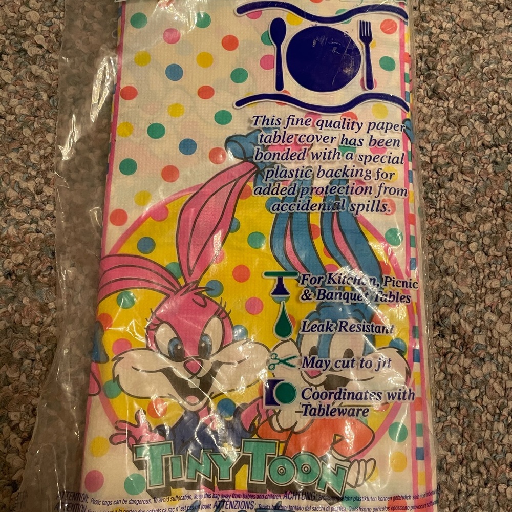Vintage Tiny Toon Adventuree Birthday Party Table Cover